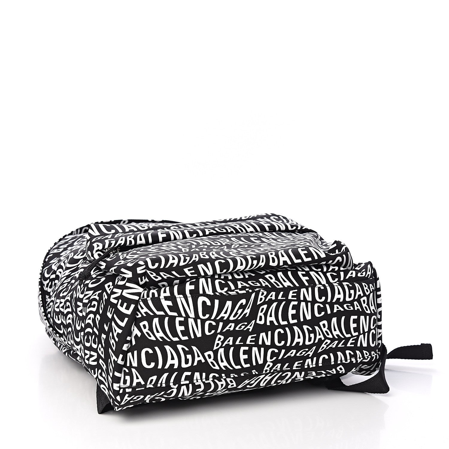 Balenciaga Nylon Wave Logo Printed Wheel Backpack Black White 3 of 10