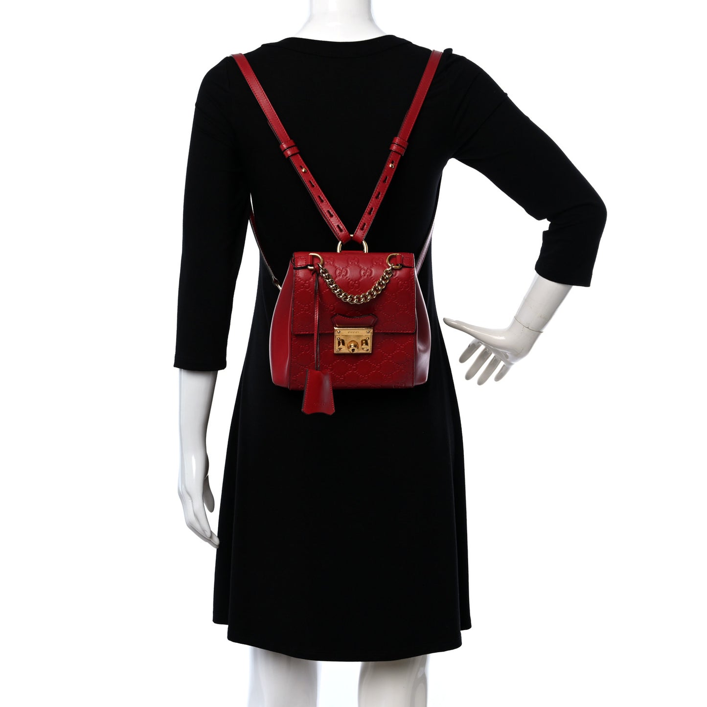 Guccissima Signature Padlock Backpack Hibiscus Red