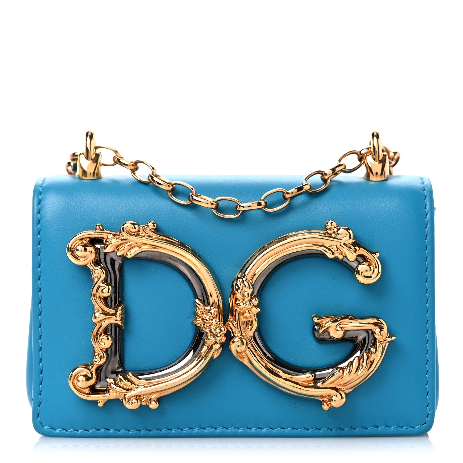 Dolce & Gabbana Calfskin Micro DG Girls Shoulder Bag Turquoise 1 of 8