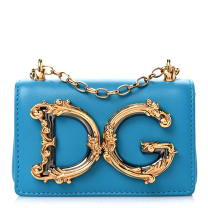 Dolce & Gabbana Calfskin Micro DG Girls Shoulder Bag Turquoise 1 of 8
