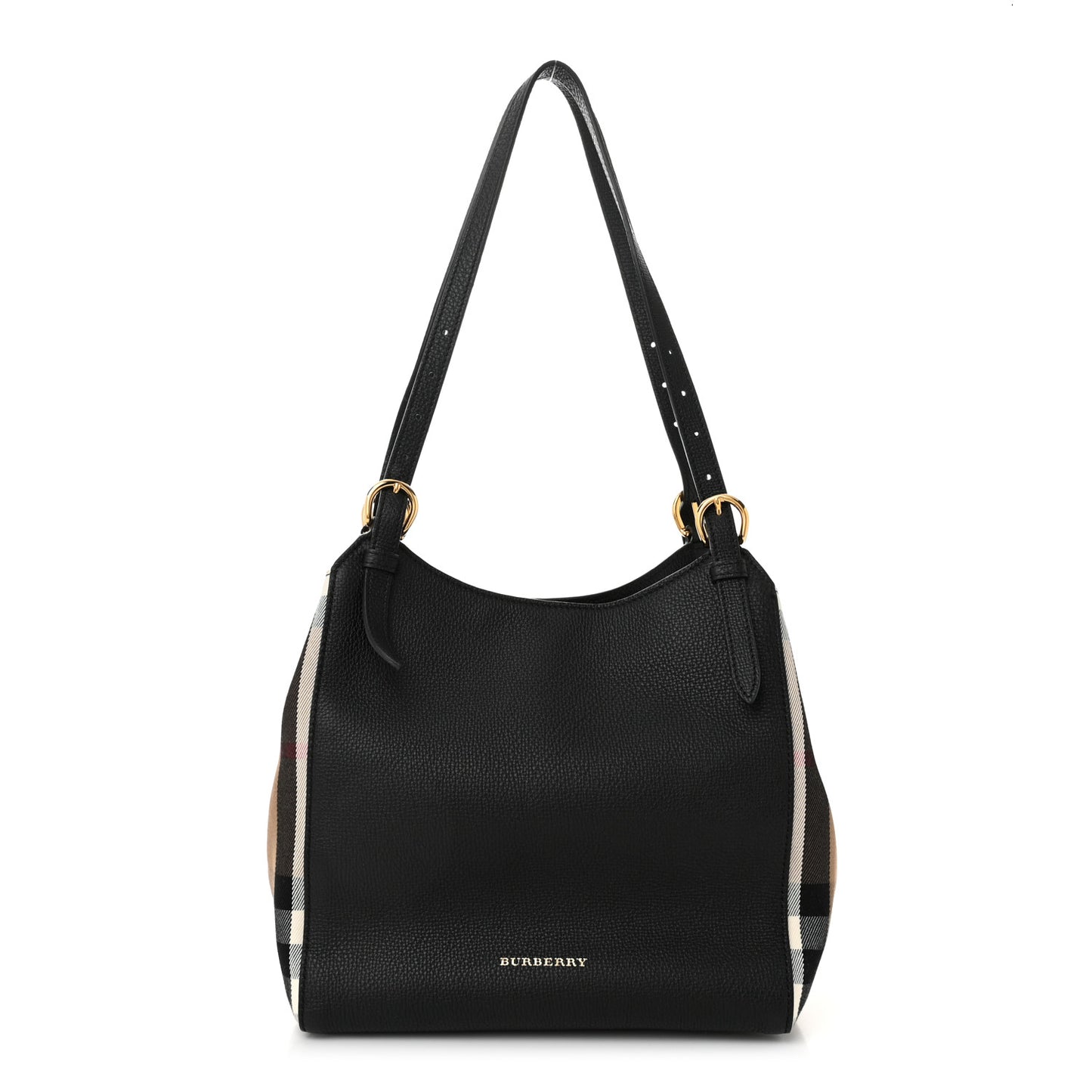 Grainy Calfskin House Check Small Canterbury Black