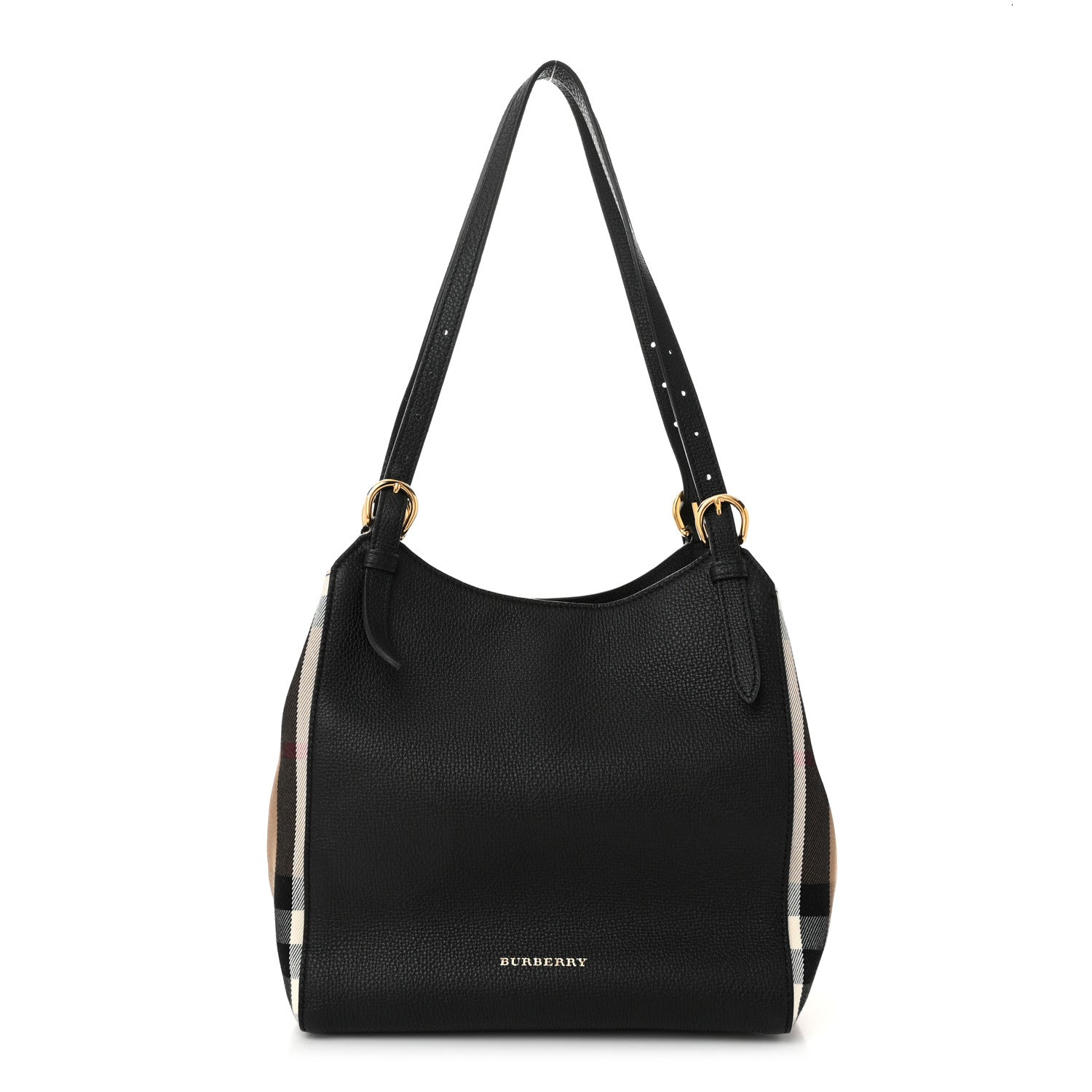Burberry Grainy Calfskin House Check Small Canterbury Black 1 of 12