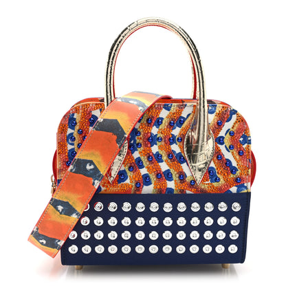 Christian Louboutin Crepe Satin Canvas Embroidered Gaagal Mini Eloise Tote Magma 1 of 10