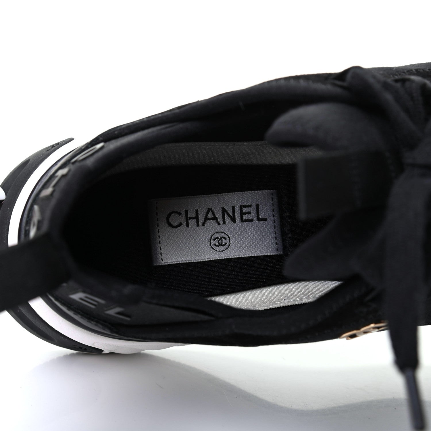 Chanel Velvet Calfskin Mixed Fibers CC Sneakers 39.5 Black 7 of 9