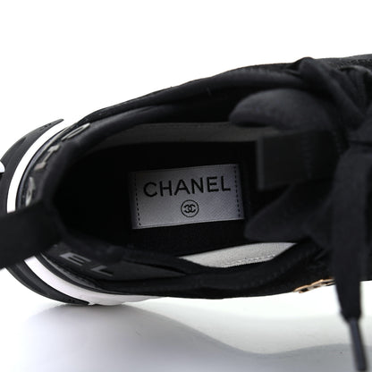Chanel Velvet Calfskin Mixed Fibers CC Sneakers 39.5 Black 7 of 9