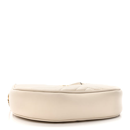 Gucci Calfskin Matelasse Chevron Mini GG Marmont Half Moon Hobo Mystic White 4 of 12