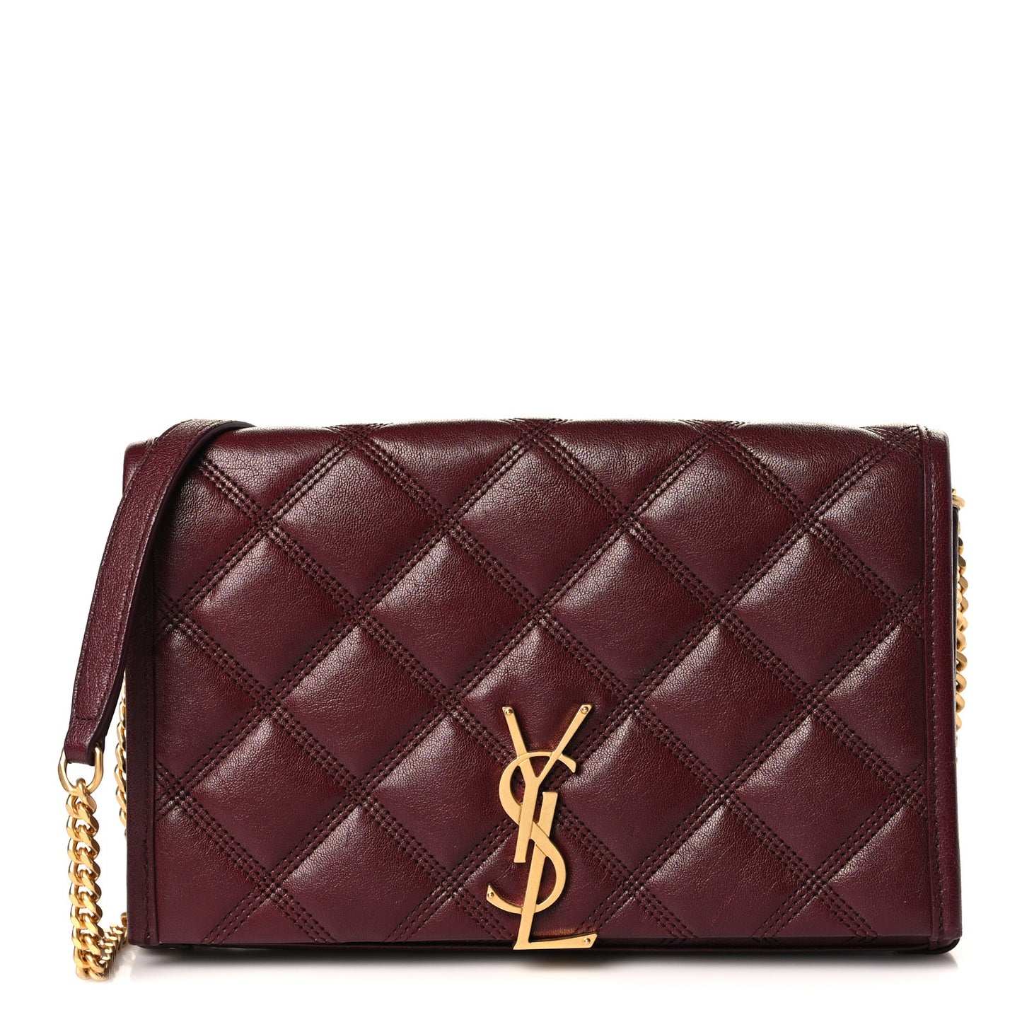 Lambskin Diamond Quilted Angie Chain Bag Burgundy