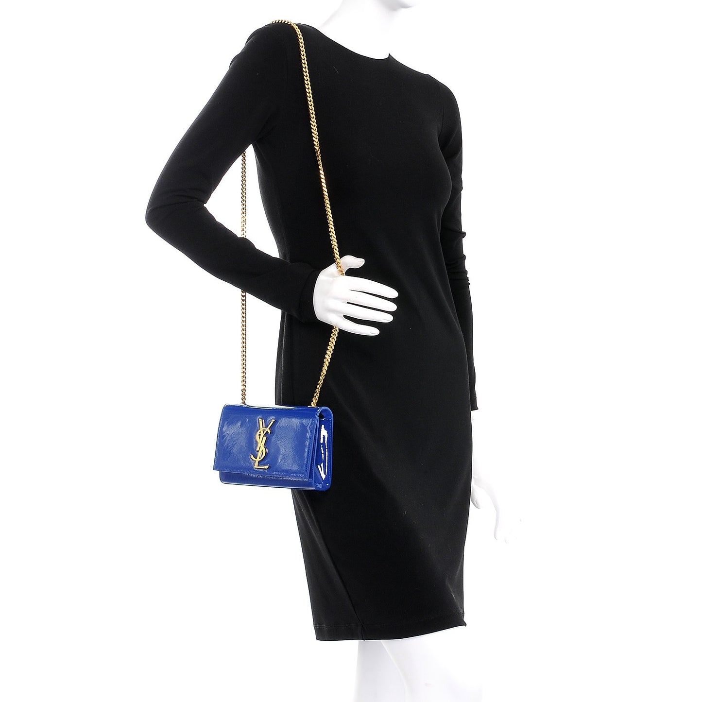 Patent Small Monogram Kate Satchel Royal Blue