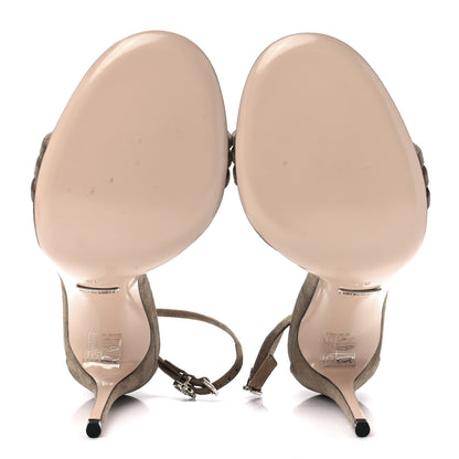 Gucci Suede Crystal Sandals 38 Mud 5 of 9