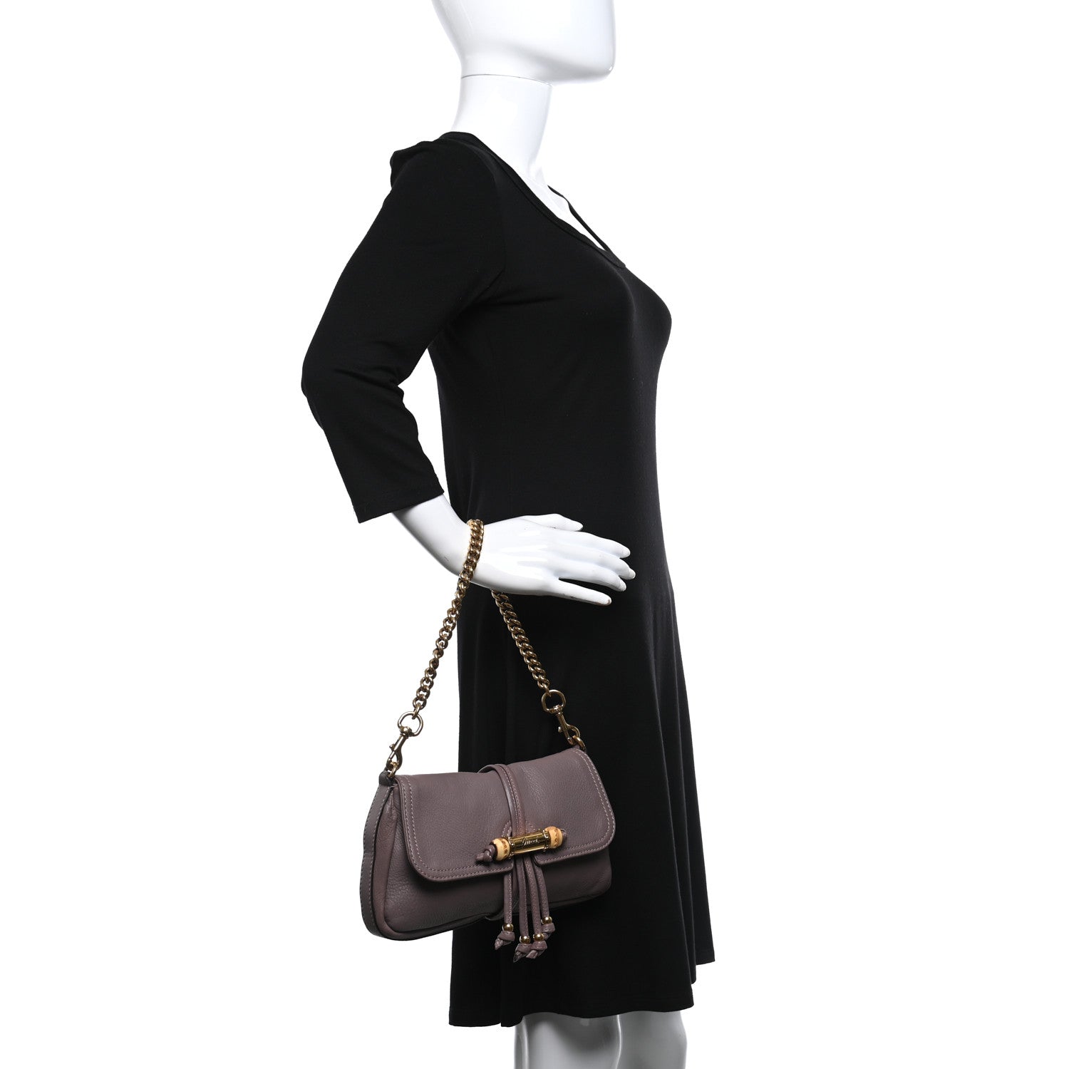 Gucci Calfskin Bamboo Croisette Evening Bag Mauve 2 of 9