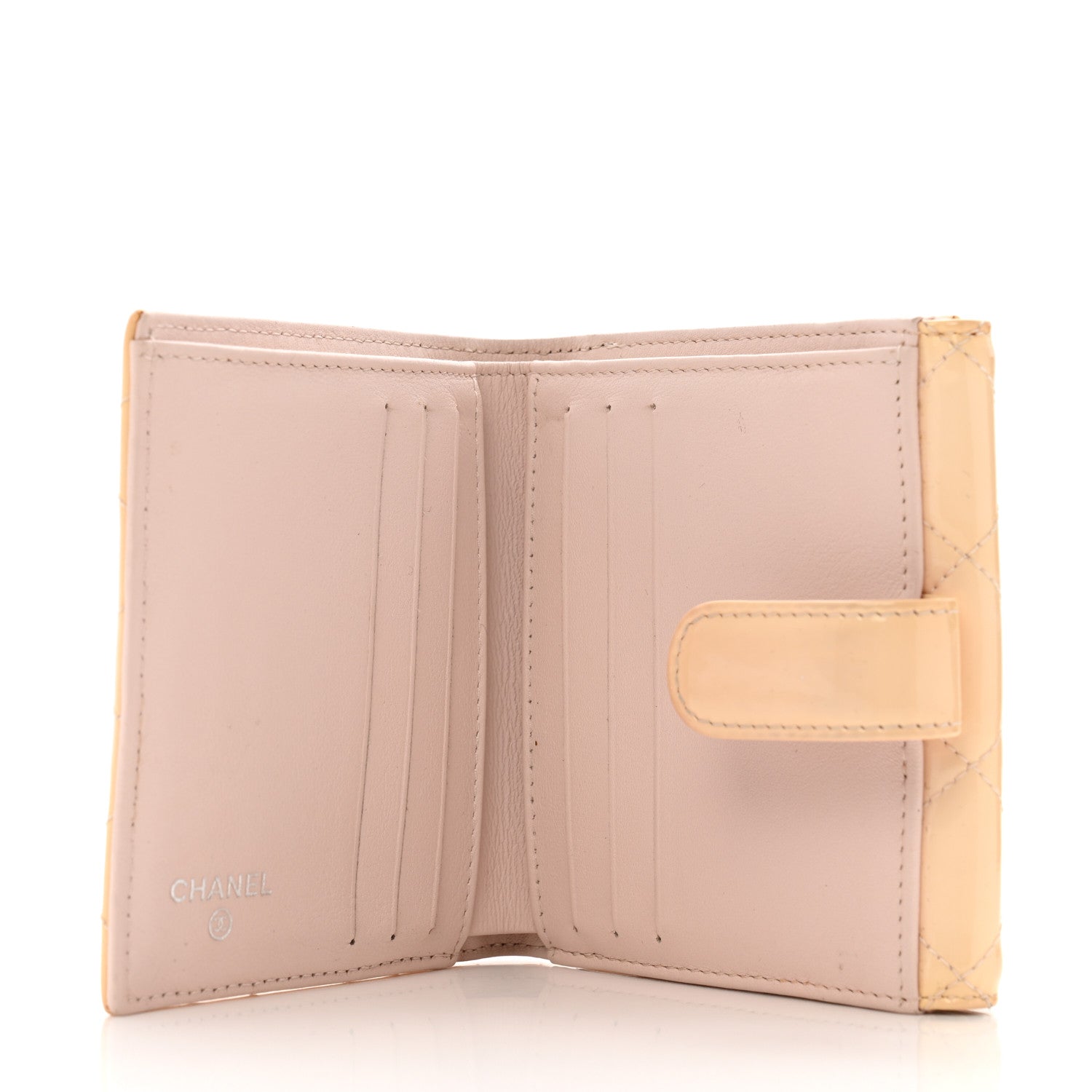 Chanel Striated Patent Quilted Compact French Flap Wallet Beige Light Pink 5 of 16