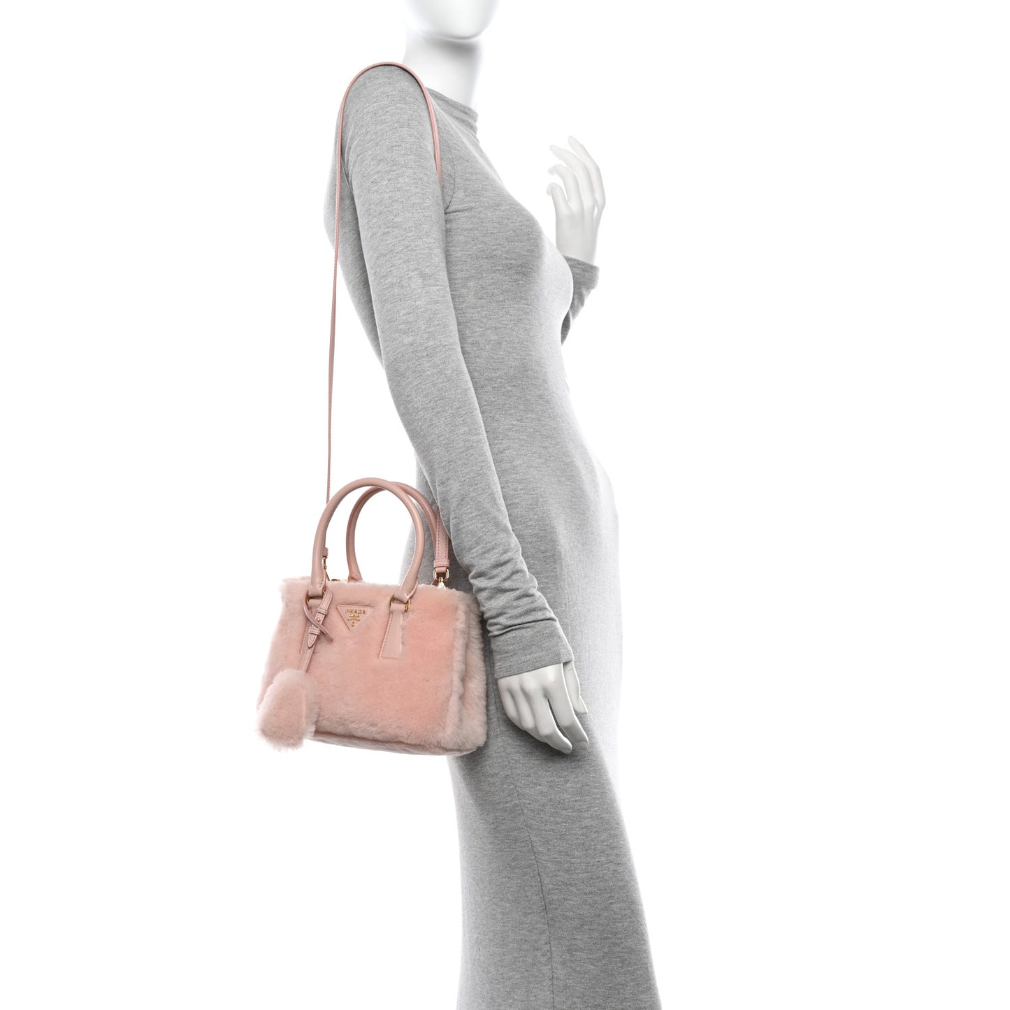 Shearling Mini Galleria Double Zip Tote Orchidea