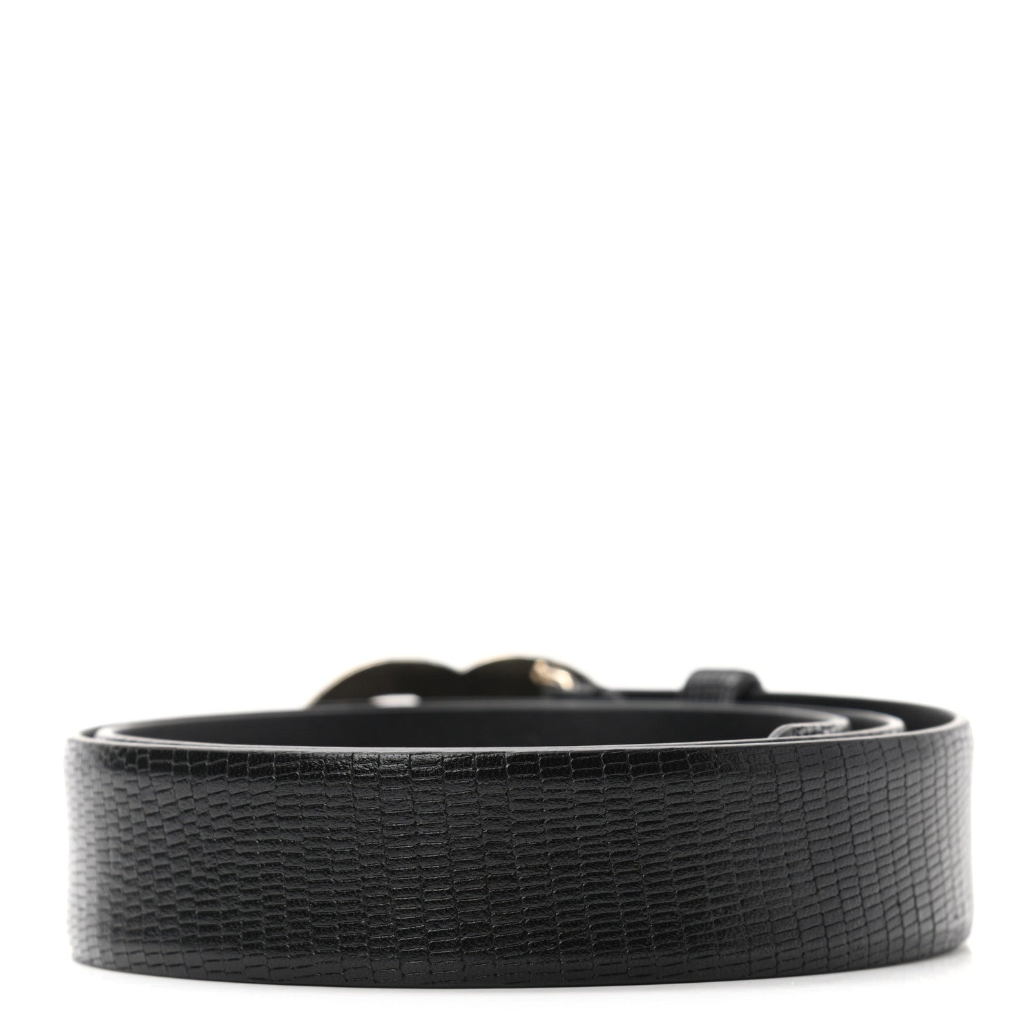 Chanel Lizard Embossed Calfskin Gripoix Poured Glass Along The Nile CC Belt 75 30 Black Gold Orange 2 of 6