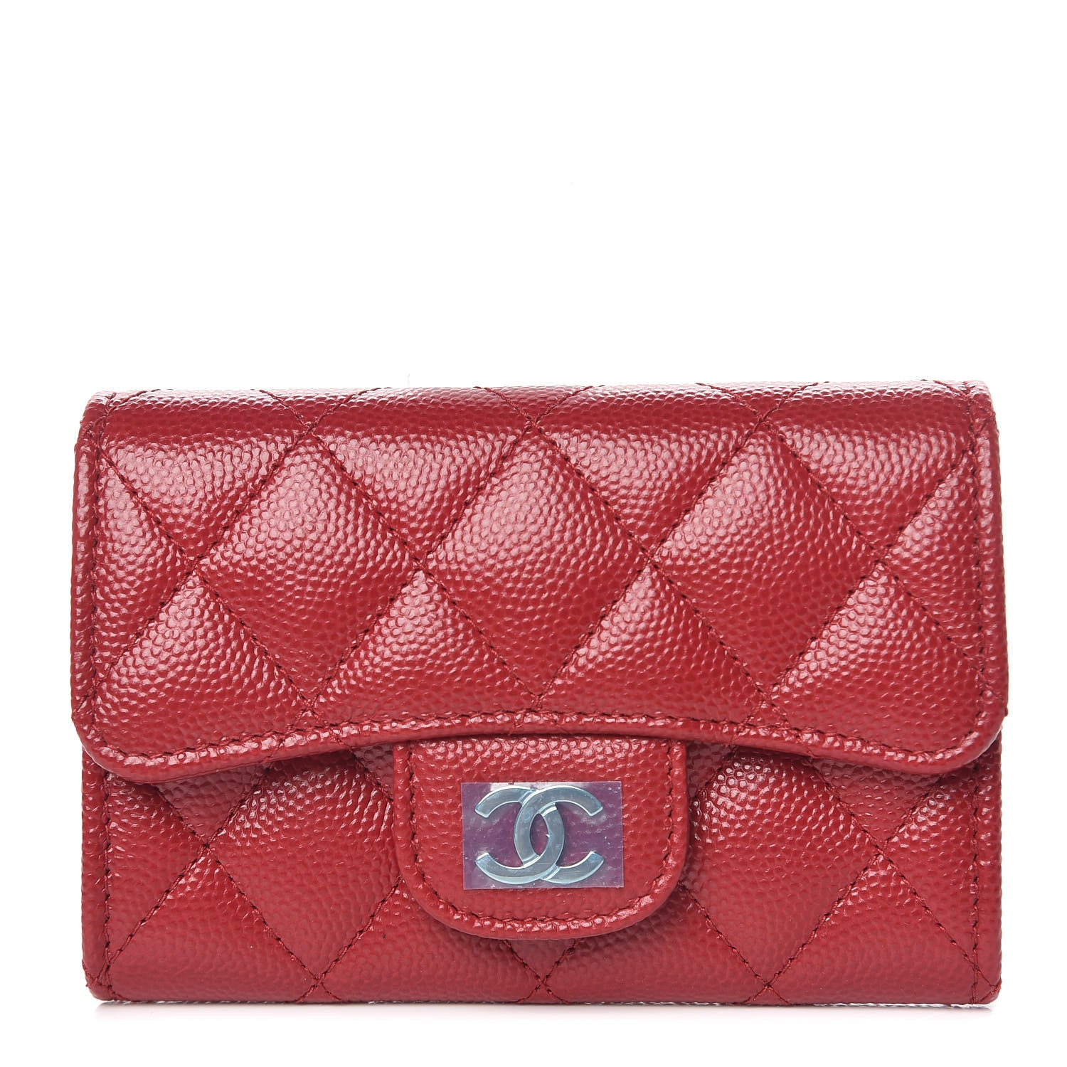Chanel Caviar Quilted Flap ard Holder Dark Red 1 of 9