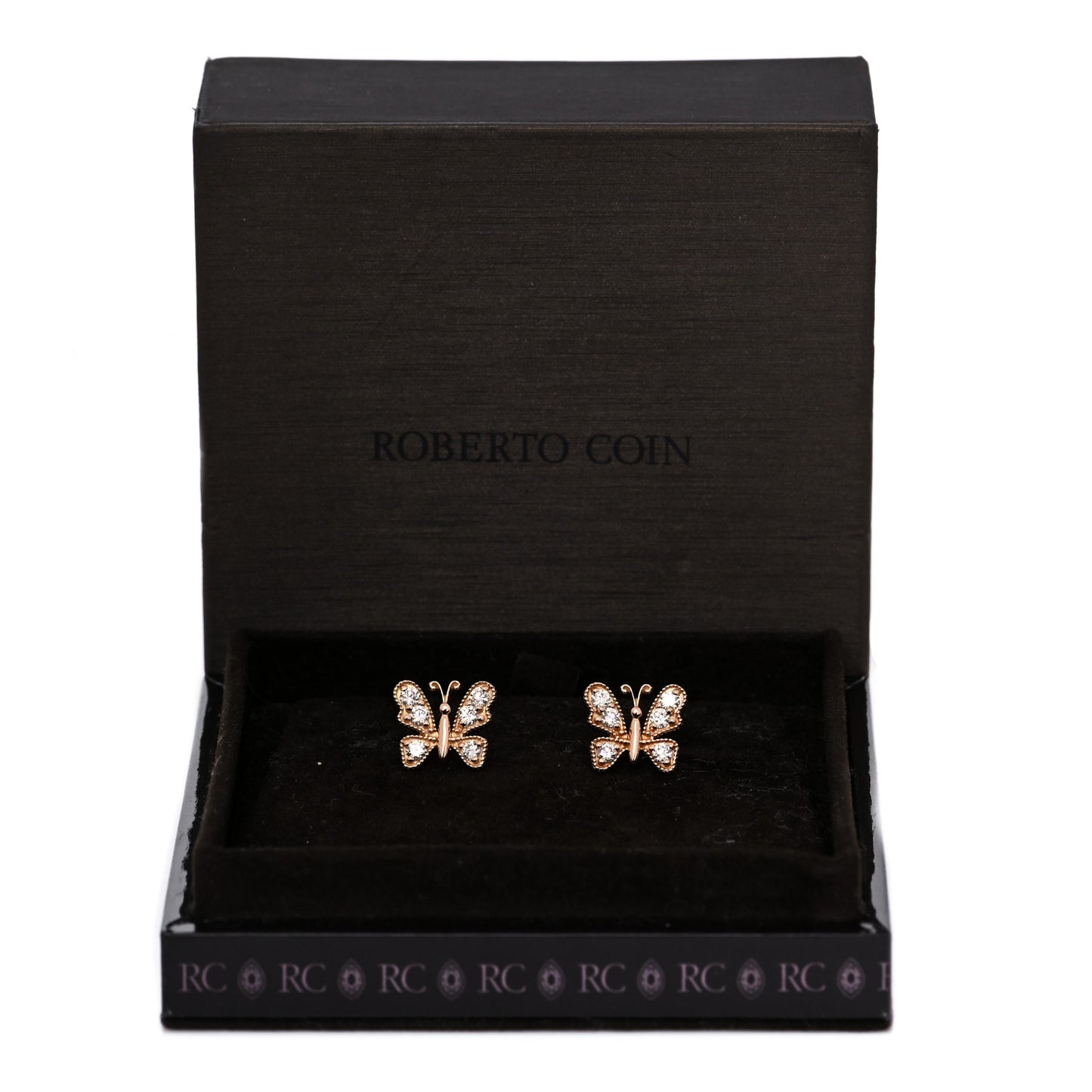 18K Rose Gold Diamond Butterfly Earrings