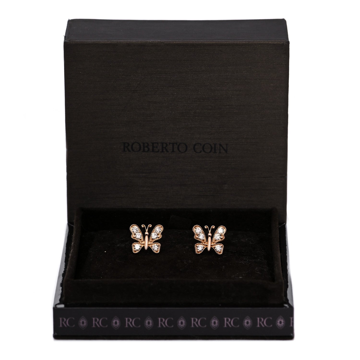 Roberto Coin 18K Rose Gold Diamond Butterfly Earrings 5 of 5