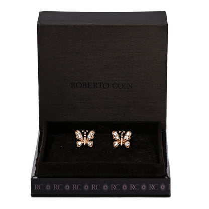 Roberto Coin 18K Rose Gold Diamond Butterfly Earrings 5 of 5
