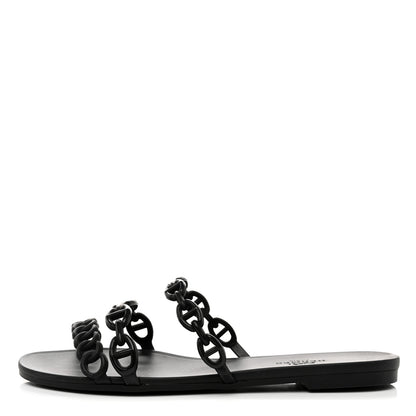 Hermes Rubber Chaine d'Ancre Rivage Sandals 35 Black 1 of 9