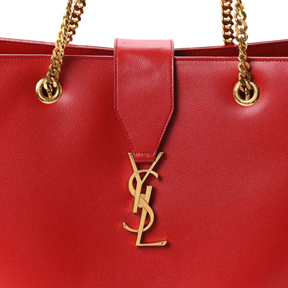 Saint Laurent Grain De Poudre Classic Monogram Shopping Bag Red 8 of 10