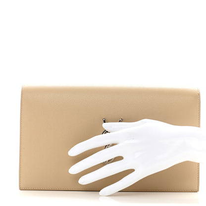 Saint Laurent Grain De Poudre Classic Kate Monogram Clutch Nude Powder 2 of 9