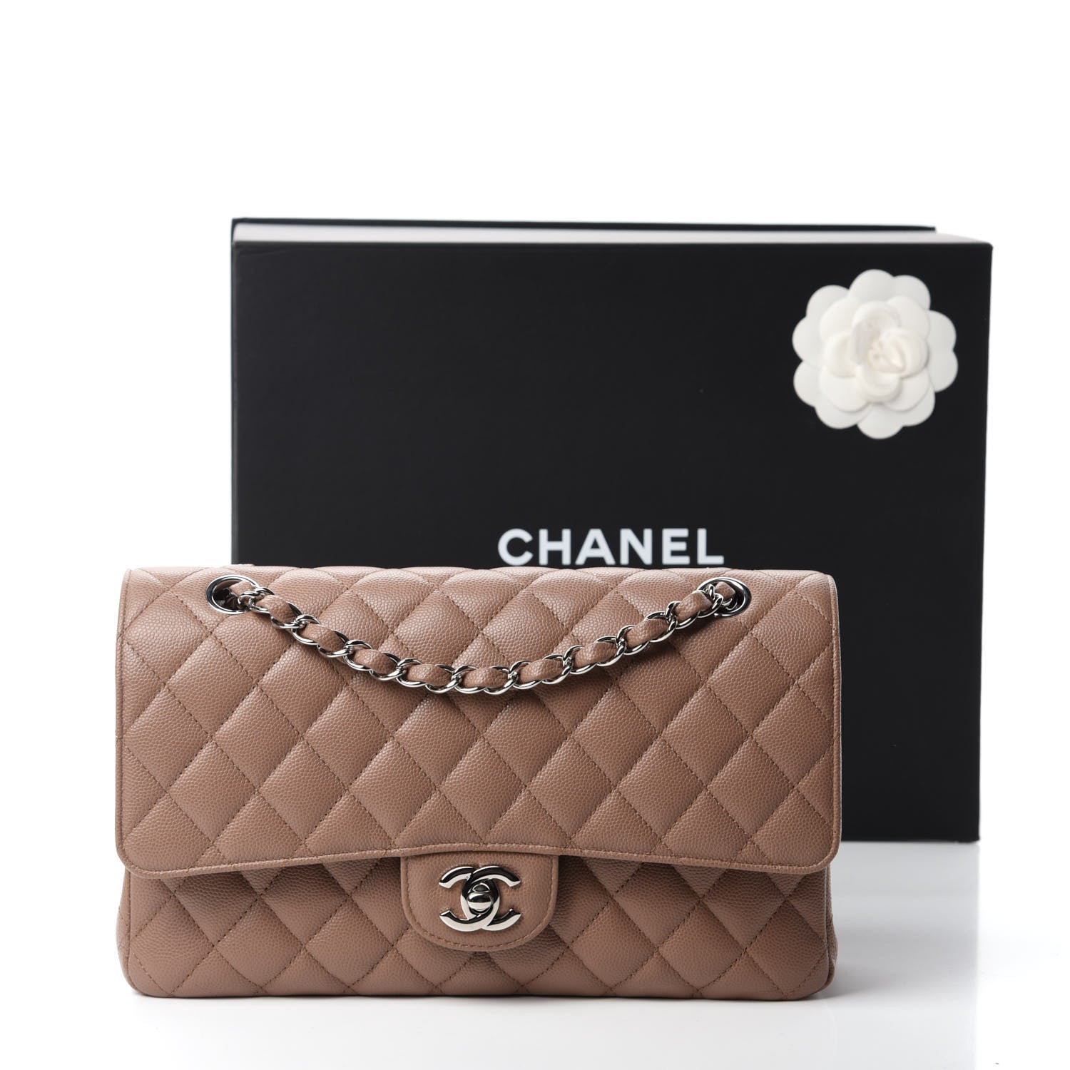 Chanel Caviar Quilted Medium Double Flap Dark Beige 13 of 13