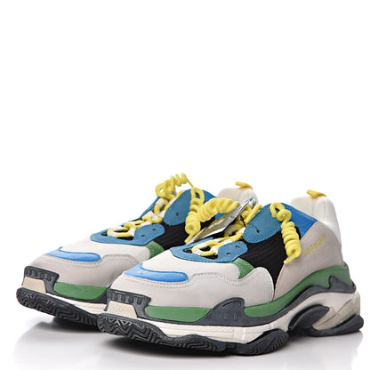 Balenciaga Fabric Mesh Nappa Mens Triple S Sneakers 47 Bleu White Vert Jaune 3 of 11