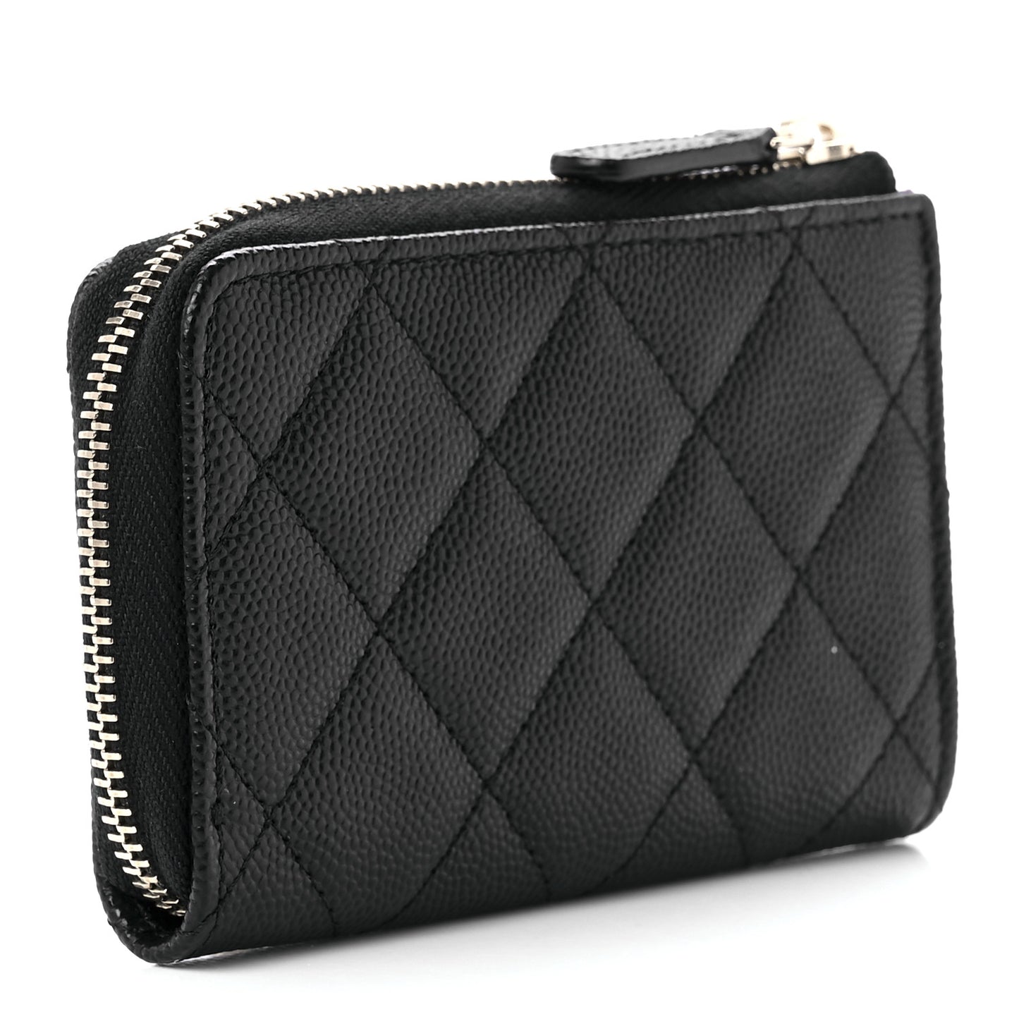 Caviar Quilted Zipped Key Holder Case Black