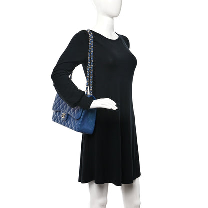 Chanel Iridescent Caviar Quilted Jumbo Double Flap Dark Blue 2 of 12
