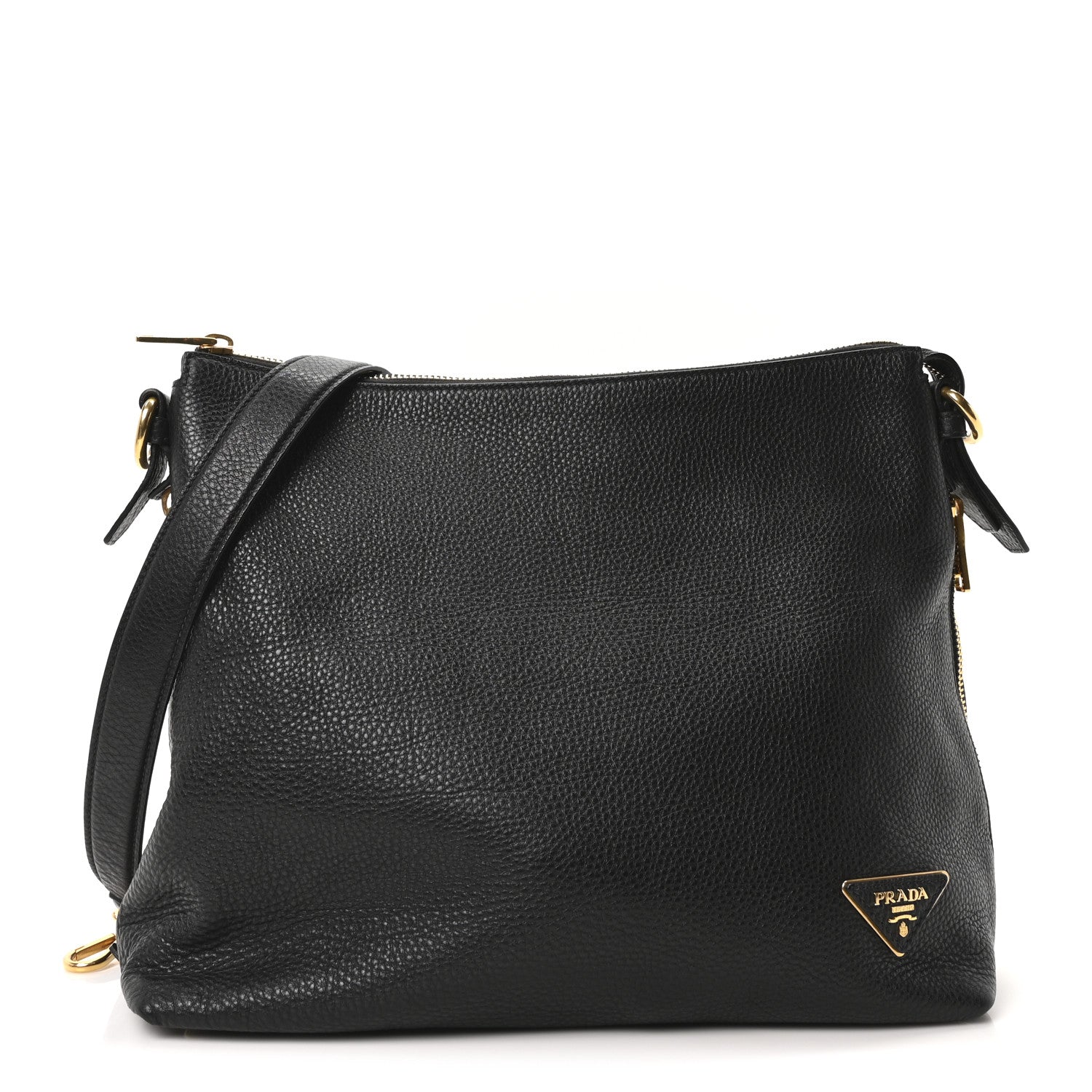 Prada Vitello Daino Side Zip Hobo Black 1 of 10
