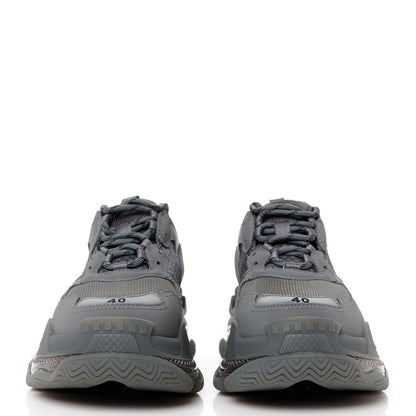 Balenciaga Fabric Mesh Clear Sole Womens Triple S Sneakers 40 Dark Grey 2 of 8