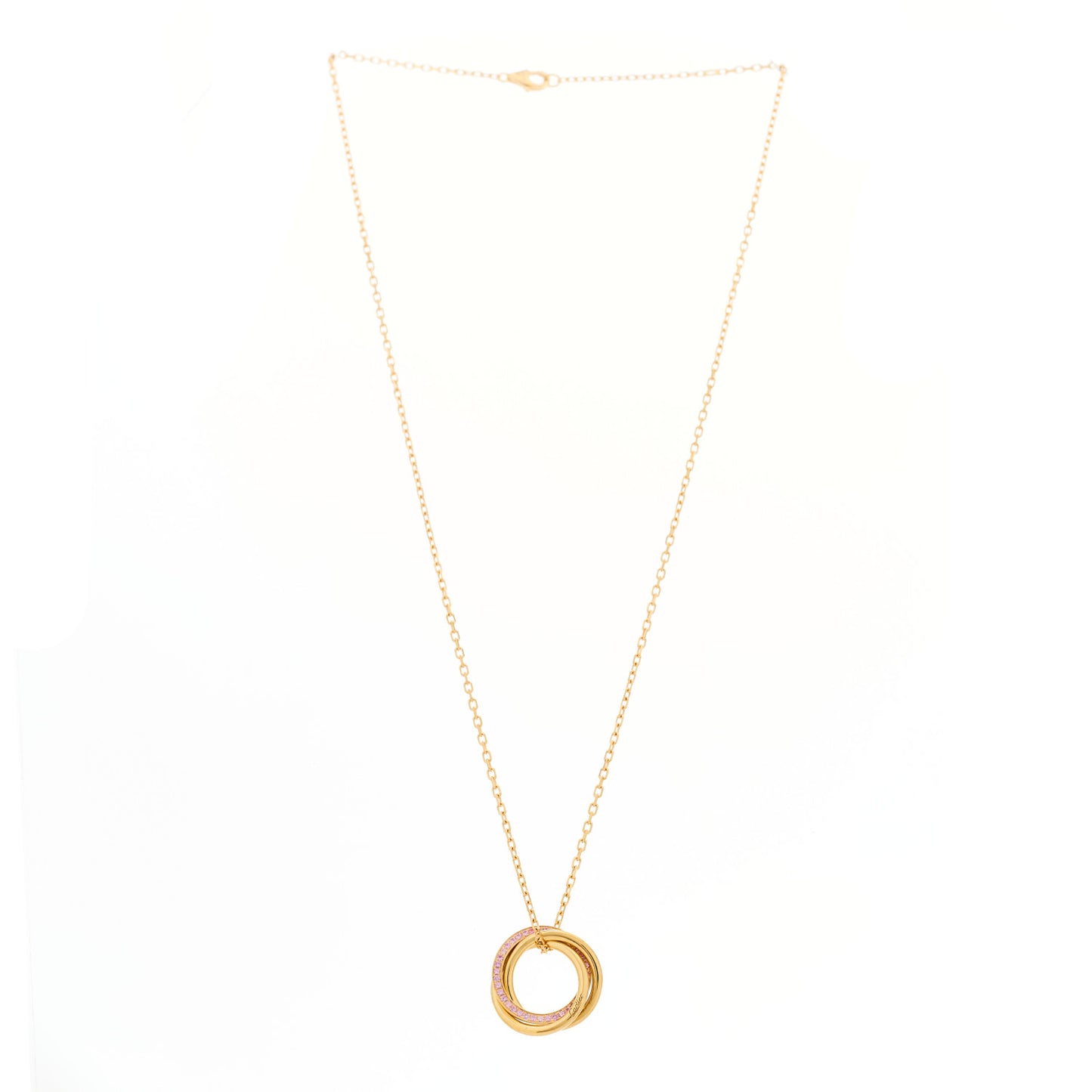 18K Pink Gold Pink Sapphire Trinity Pendant Necklace