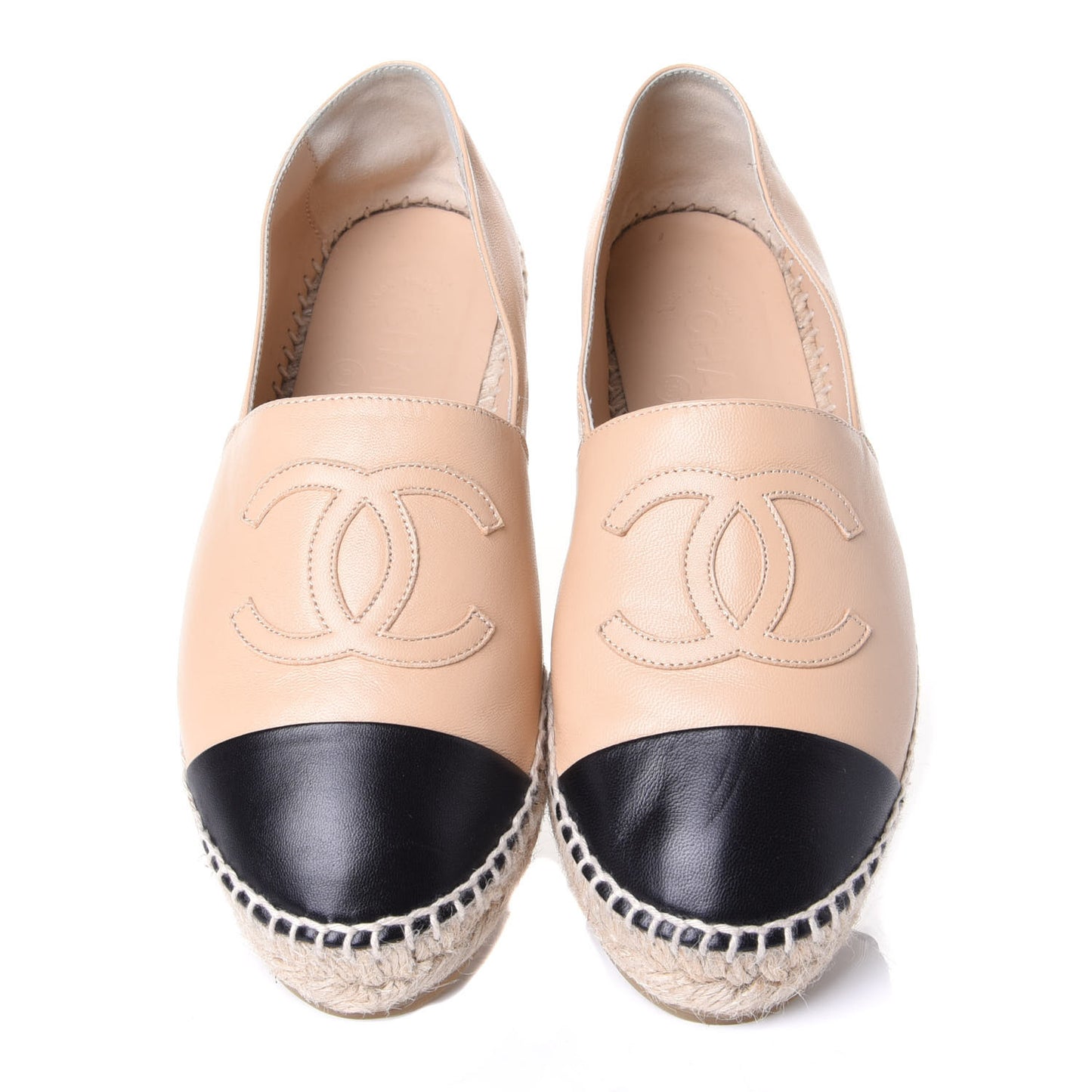 Lambskin CC Espadrilles 37 Beige Black