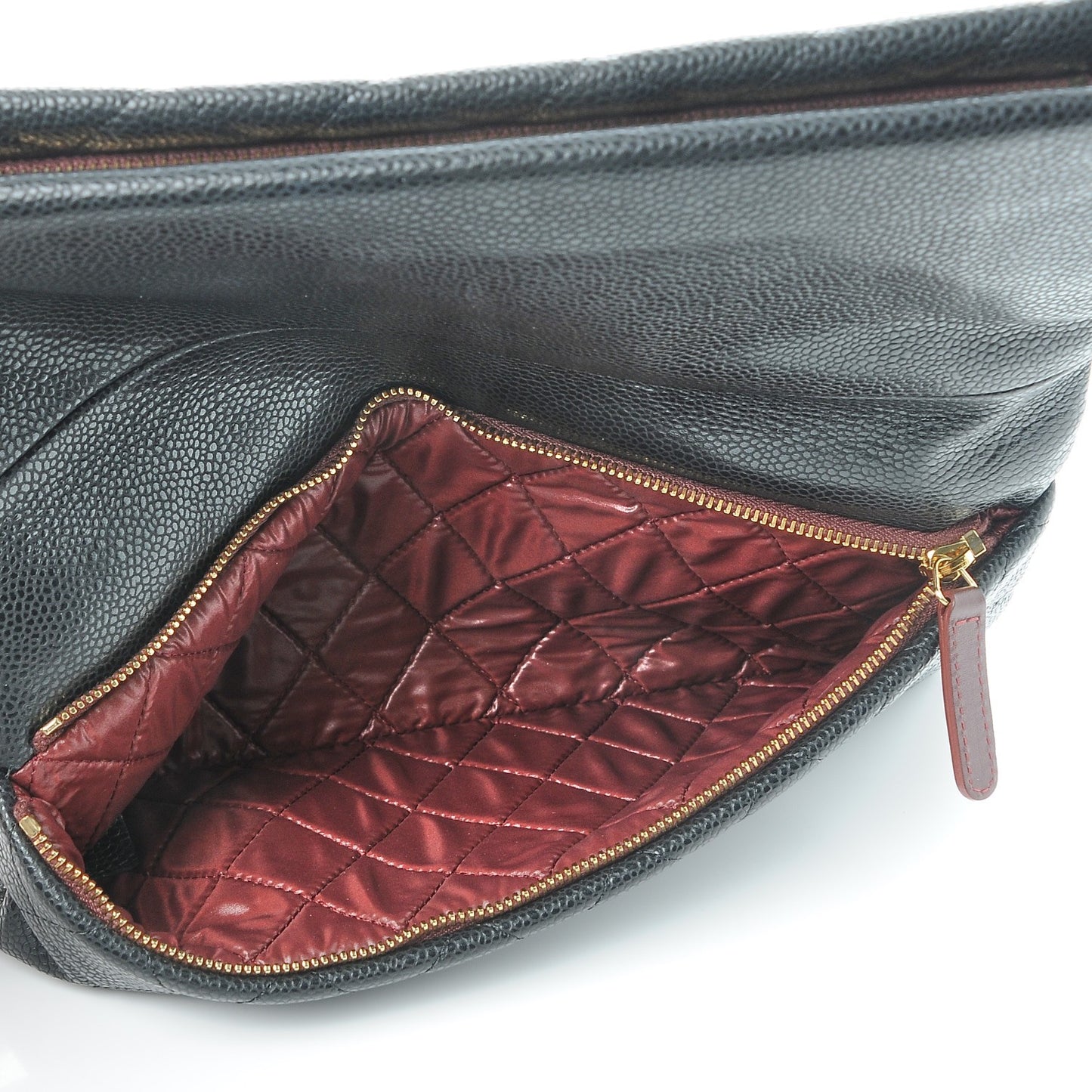 Caviar Quilted CC Beauty Clutch Black