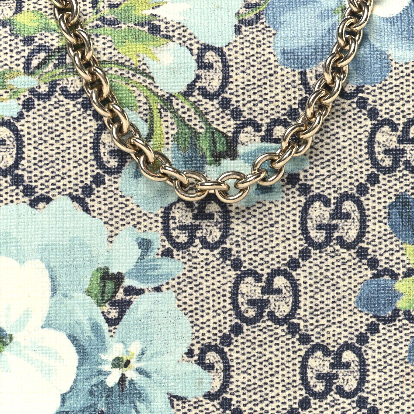 GG Supreme Monogram Blooms Chain Wallet Blue