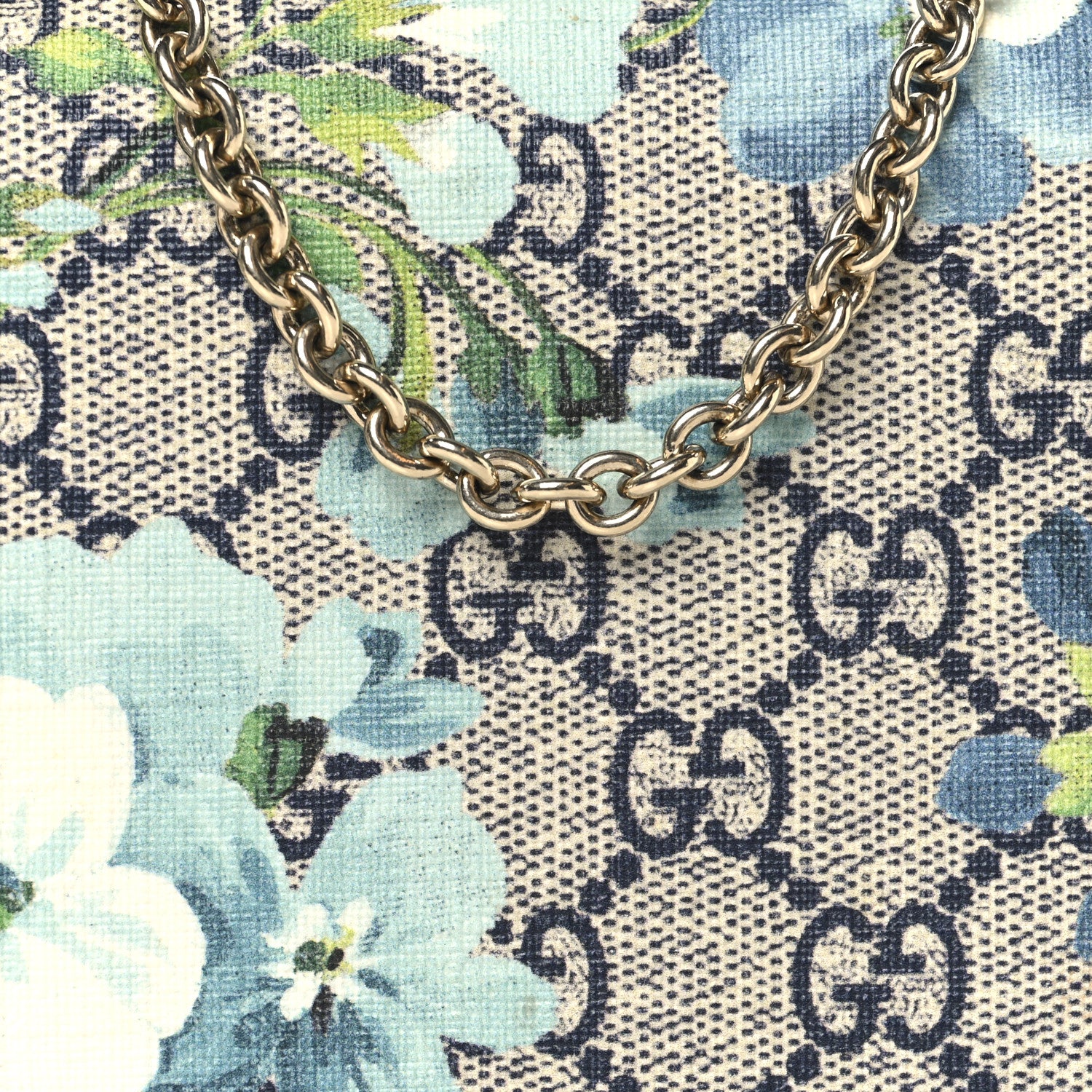 Gucci GG Supreme Monogram Blooms Chain Wallet Blue 7 of 10