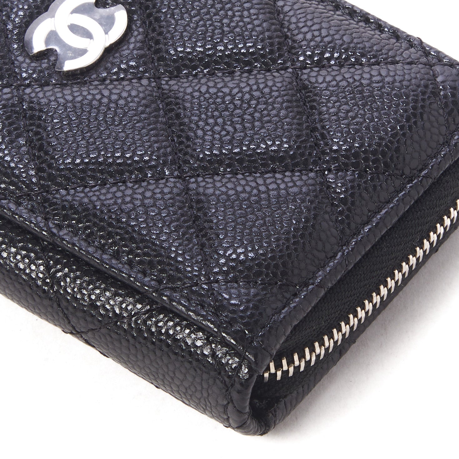 Chanel Caviar Quilted Zip Card Holder Black 4 of 9