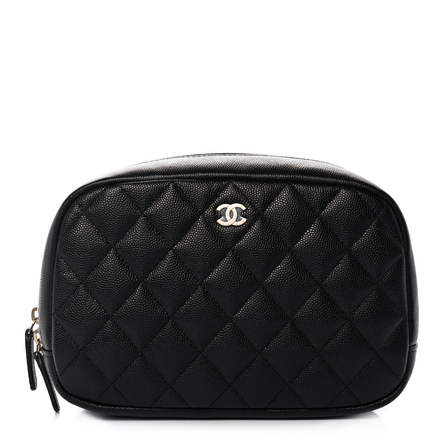 Caviar Quilted Curvy Pouch Cosmetic Case Black
