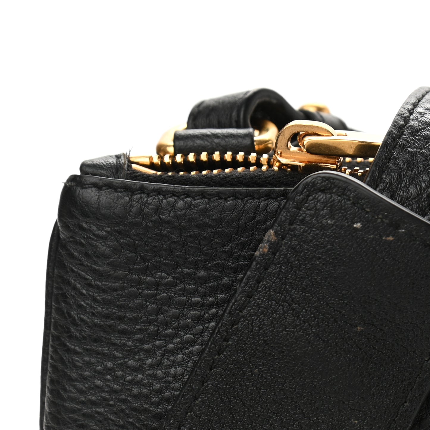 Vitello Daino Double Zip Crossbody Bag Black