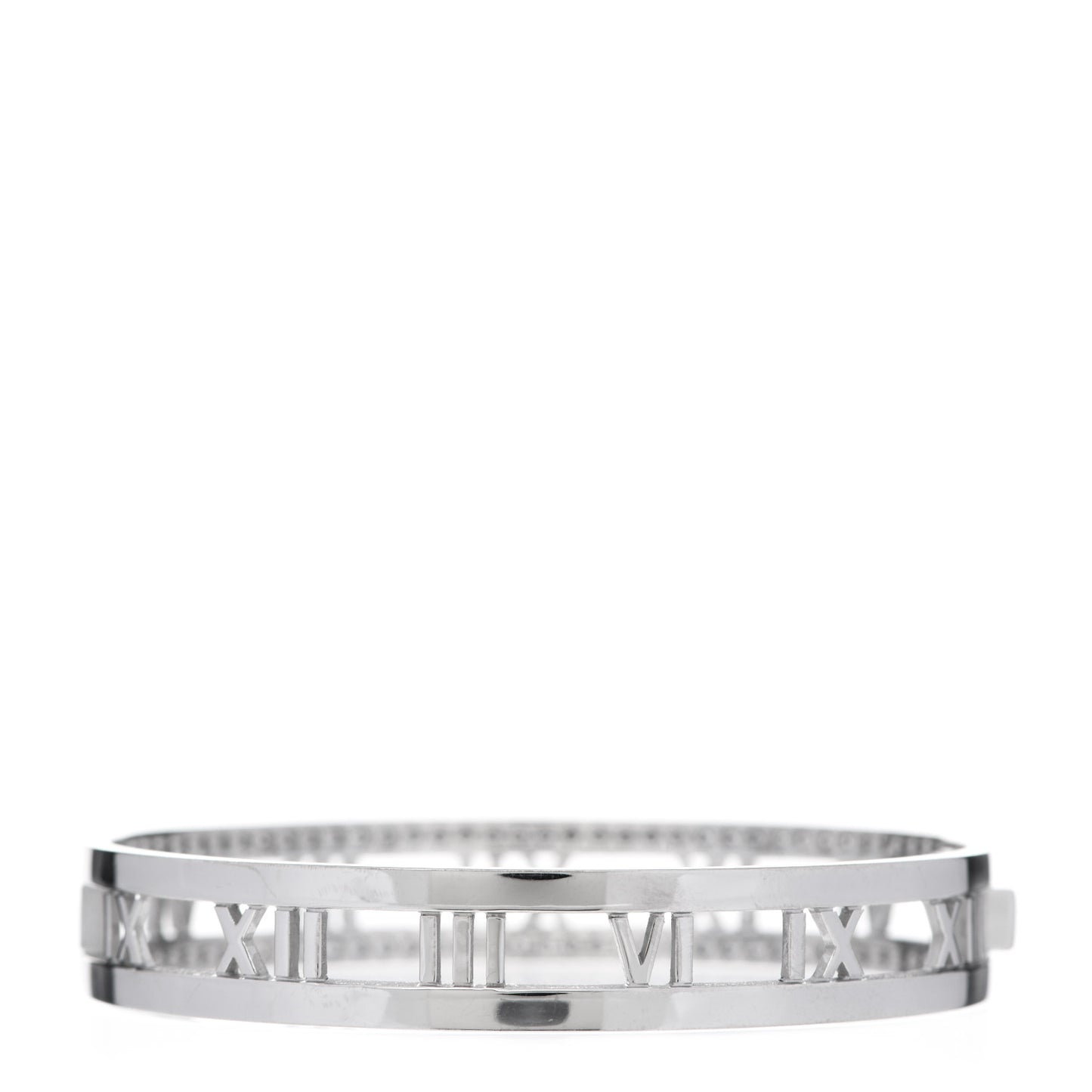 18K White Gold Diamond Atlas Open Hinged Bangle Bracelet