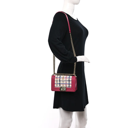 Chanel Lambskin Tweed Quilted Small Boy Flap Dark Pink 2 of 9