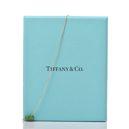 Tiffany 18K Yellow Gold Green Jade 9mm Elsa Peretti Bean Pendant Necklace 9 of 9