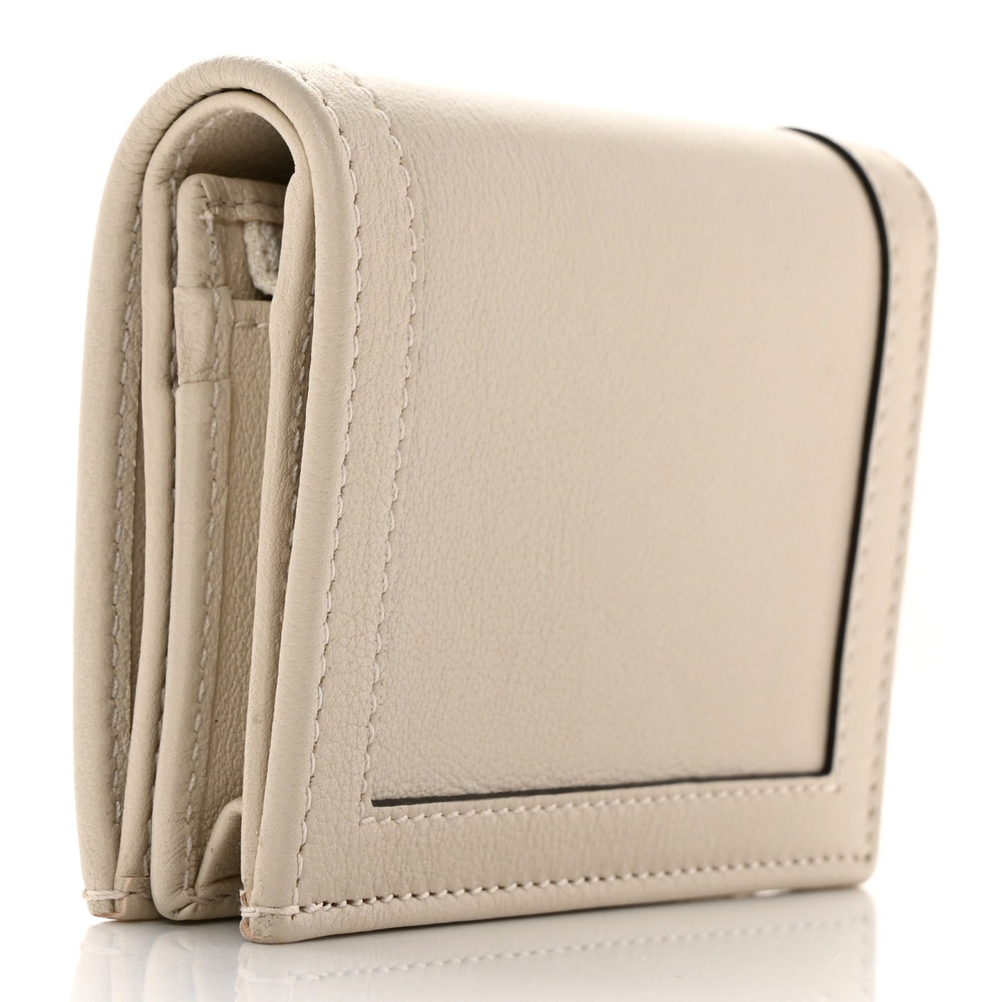 Wonka Grain Calfskin Diana Card Case Wallet Mystic White