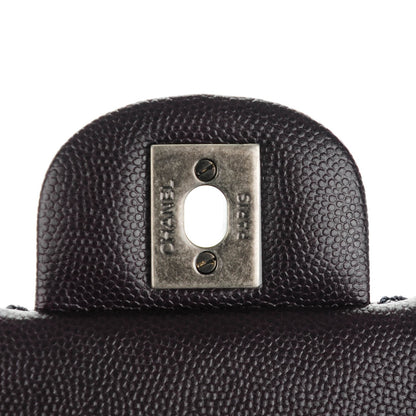 Chanel Washed Caviar Quilted Mini Rectangular Flap Dark Purple 6 of 8