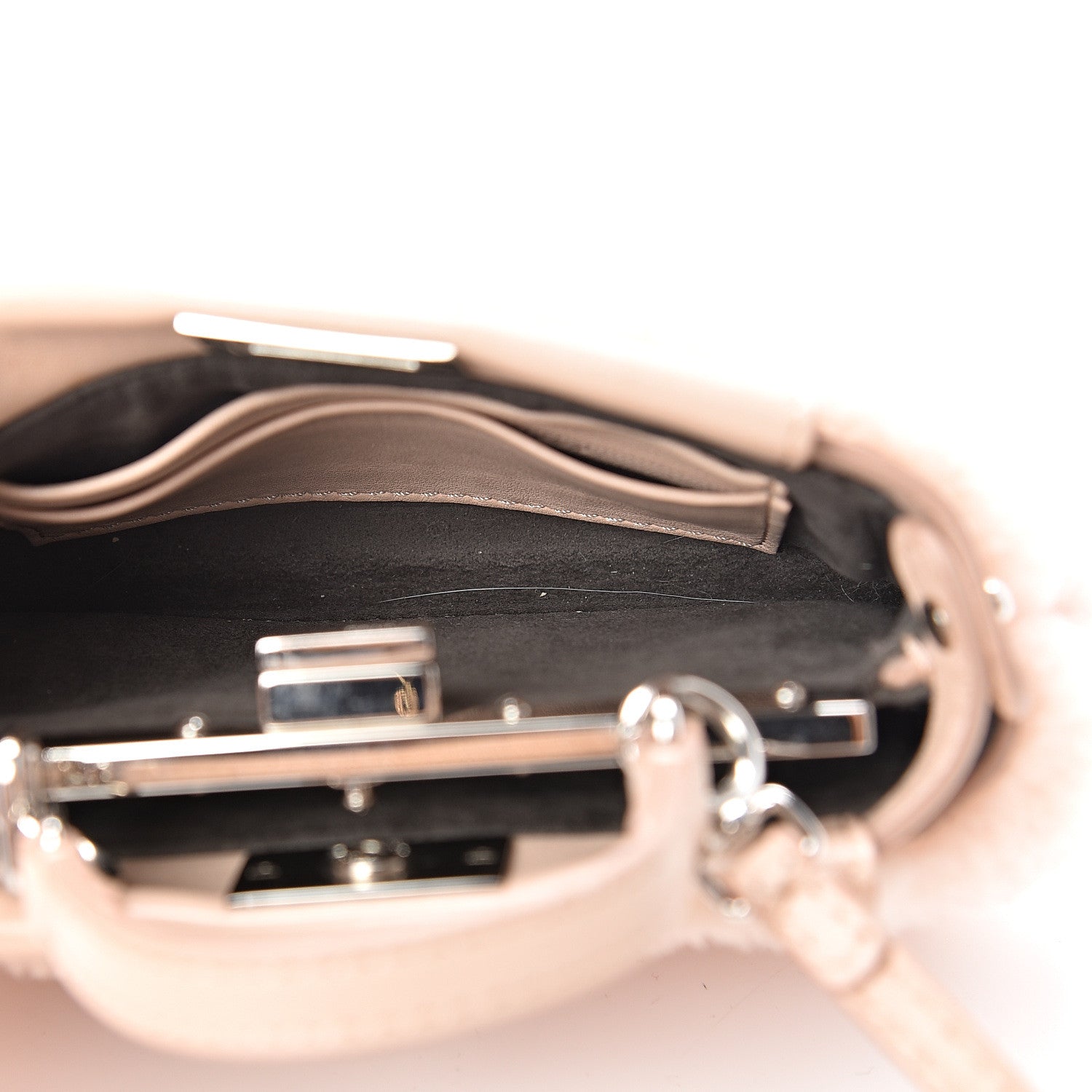 Fendi Shearling Shiny Nappa Micro Peekaboo Iconic Satchel Light Rose 4 of 14