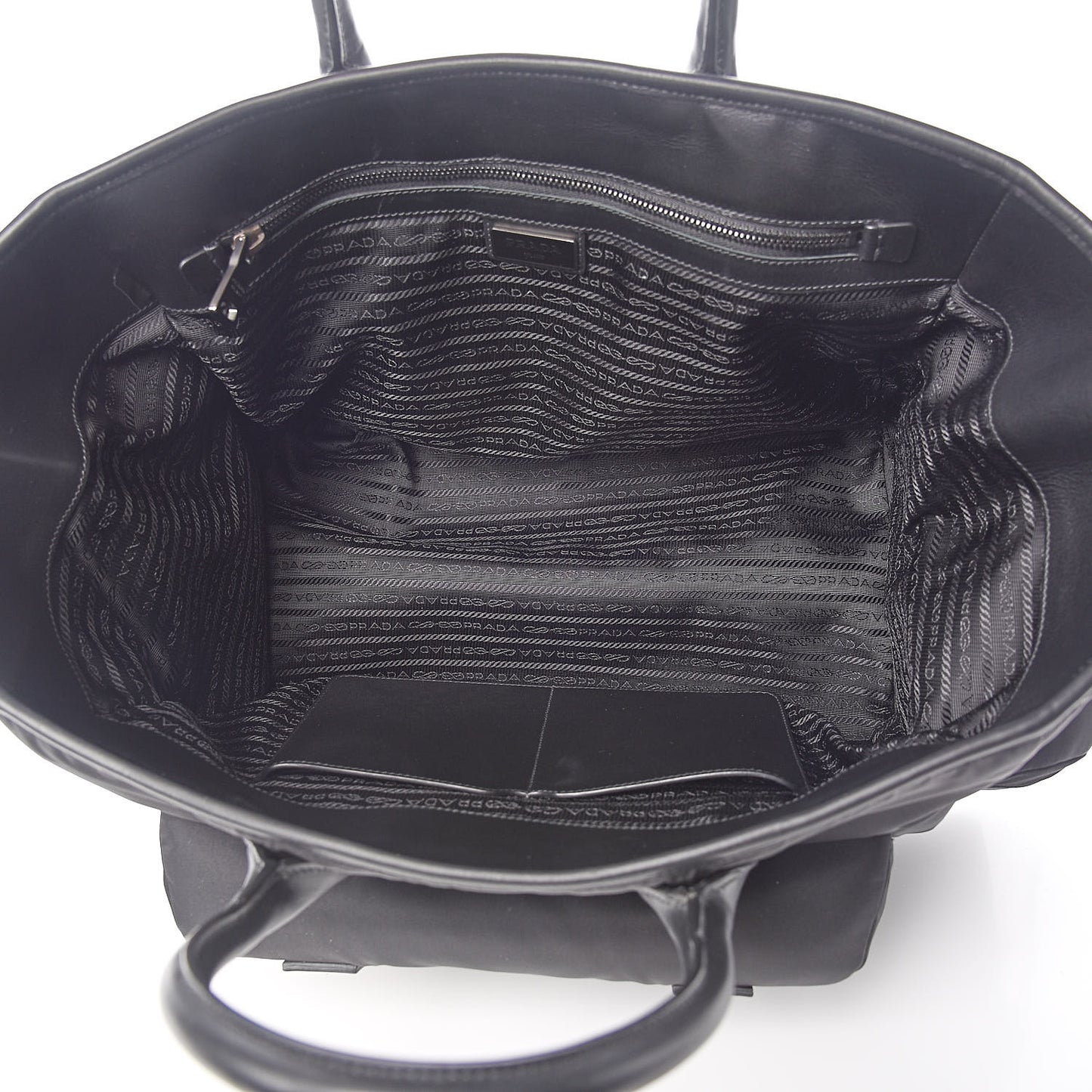 City Calf Tessuto Nylon Shopping Tote Black