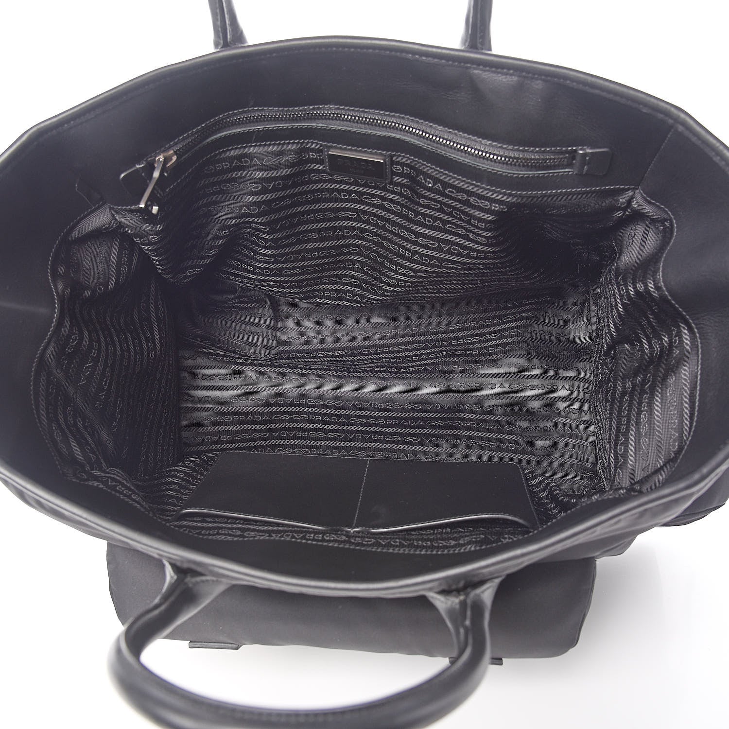 Prada City Calf Tessuto Nylon Shopping Tote Black 5 of 12