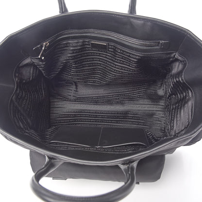 Prada City Calf Tessuto Nylon Shopping Tote Black 5 of 12