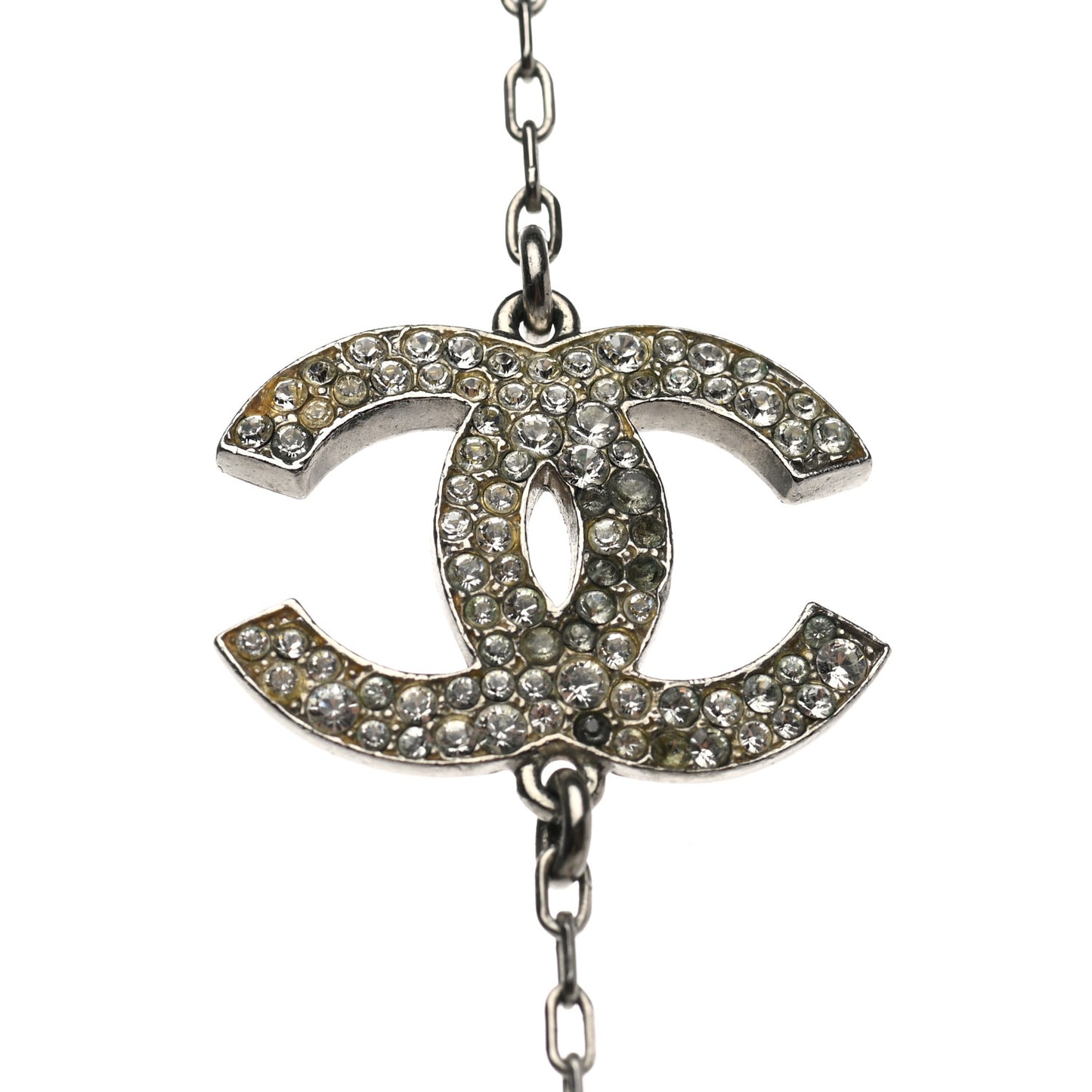 Crystal Star CC Long Necklace Silver