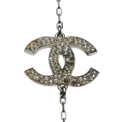 Chanel Crystal Star CC Long Necklace Silver 5 of 9