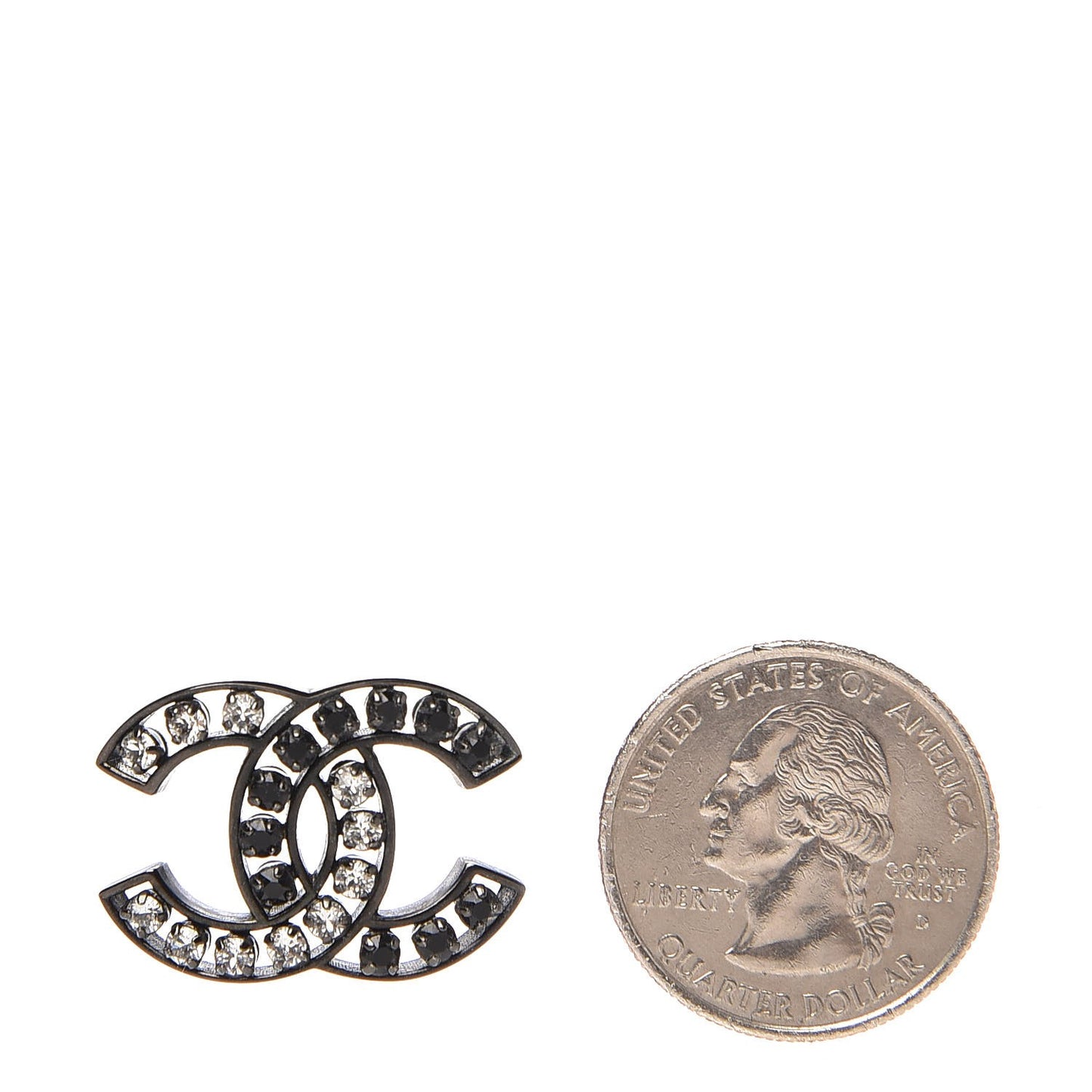 Crystal CC Earrings Black Silver